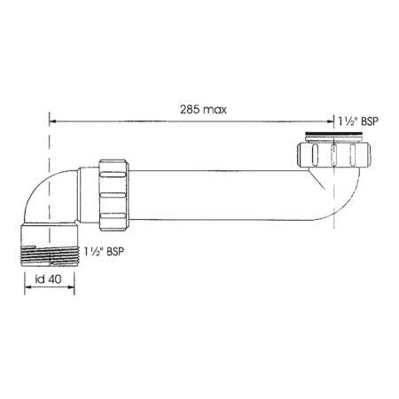 Отводная труба 90° 1 1/2"ВРх1 1/2"НР McALPINE арт. HC13