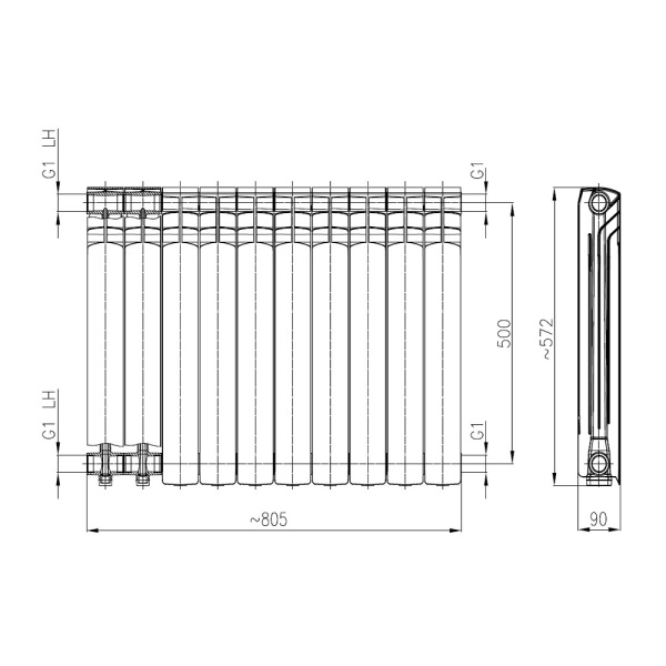 Радиатор алюминиевый Armatura G500F/10 Радиатор алюминиевый Armatura G500F/10