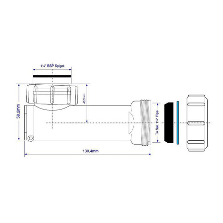 Сливной клапан самозакрывающийся горизонтальный McALPINE WHB1-32 (сухой сифон)
