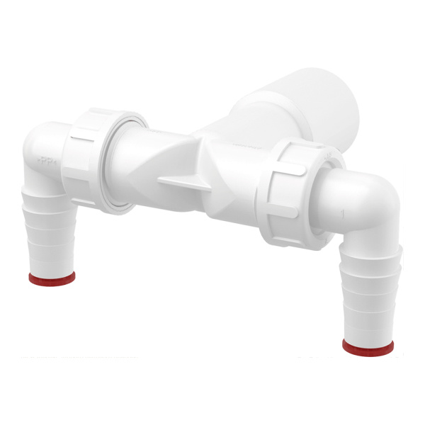 Колено с двумя штуцерами DN 40/32 / 17-23 с обратными клапанами Alcaplast P155Z Колено с двумя штуцерами DN 40/32 / 17-23 с обратными клапанами Alcaplast P155Z