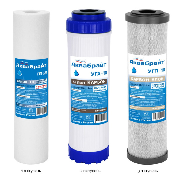 Трехступенчатая система очистки воды Аквабрайт АБФ-ТРИА - СТАНДАРТ с отдельным краном