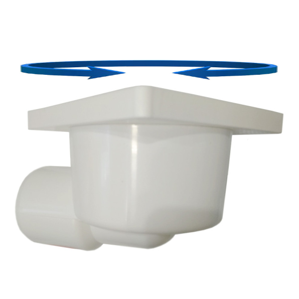 Трап для душа угловой c пластиковой решёткой 100х100 мм Good Work DN 50, белый