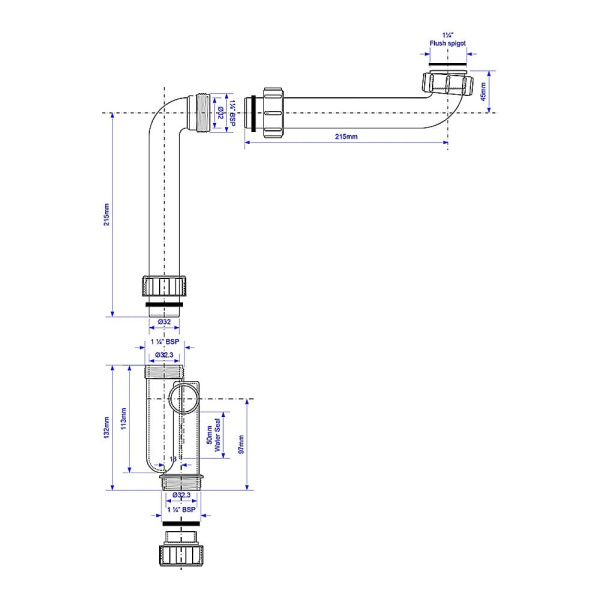 Сифон для раковины плоский 1 1/4'' х 32 мм McALPINE MRCAT32-HC