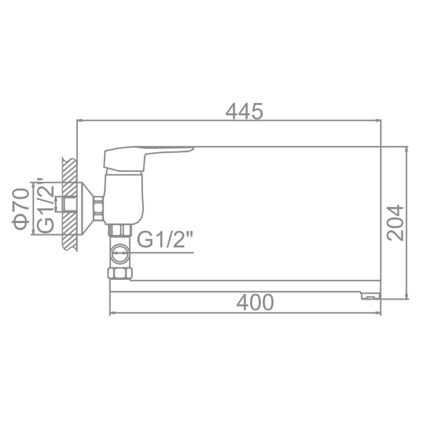 Смеситель для ванны Ledeme L2104 с длинным изливом 400мм хром