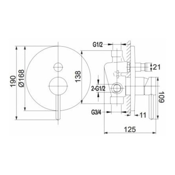 Душевая система скрытого монтажа с изливом Omnires Y SYSYW01CR