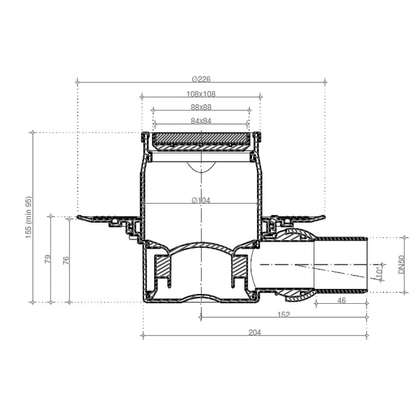 Душевой трап точечный 100 х 100 мм Pestan Confluo Wall Drain под плитку