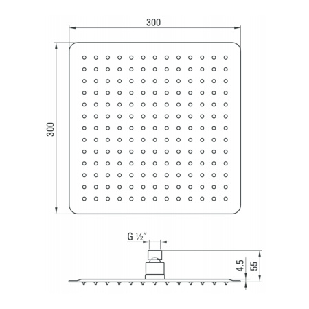 Верхний душ Deante Cascada NAC_009K квадратный хром
