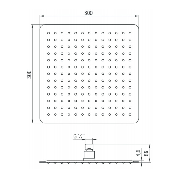 Верхний душ Deante Cascada NAC_009K квадратный хром