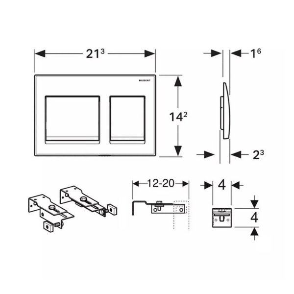 Инсталляция для унитаза Geberit Alpha с квадратной хромированной кнопкой Alpha 35