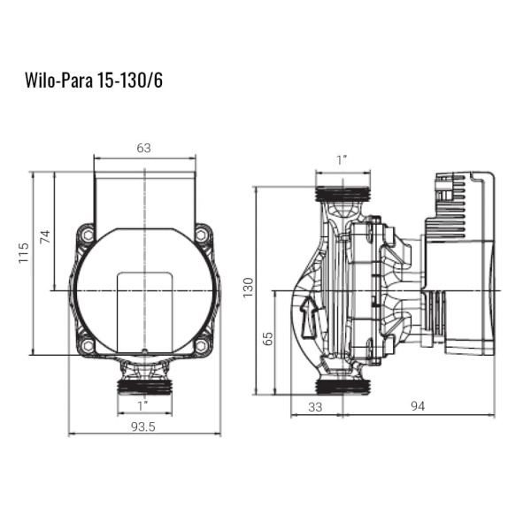 Насос циркуляционный WILO Para 15-130/6-43/SC-12 без гаек Насос циркуляционный WILO Para 15-130/6-43/SC-12 без гаек