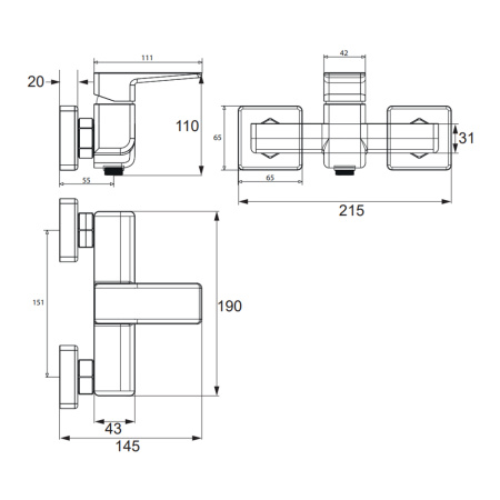 Смеситель для душа Omnires Parma BIA/CHR PM7440CRВ белый хром