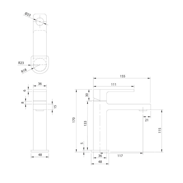 Смеситель для умывальника Omnires Baretti BLACK BA7810BL черный