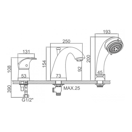 Смеситель на край ванны Frap F1121 хром