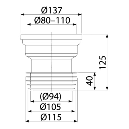 Патрубок для унитаза прямой Alcaplast A991 Патрубок для унитаза прямой Alcaplast A991