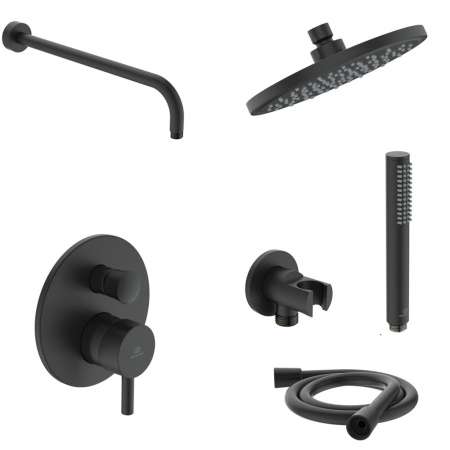 Душевая система скрытого монтажа Ideal Standard Ceraline Black 6в1, чёрный (лейка-стик, верхний душ 200 мм)