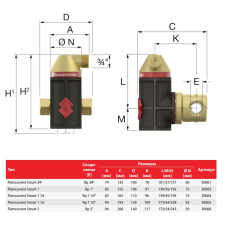 Сепаратор воздуха Flamco Flamcovent Smart 1 1/4" Сепаратор воздуха Flamco Flamcovent Smart 1 1/4"