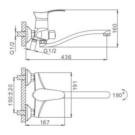 Смеситель для ванны Frap F2201 с длинным изливом хром