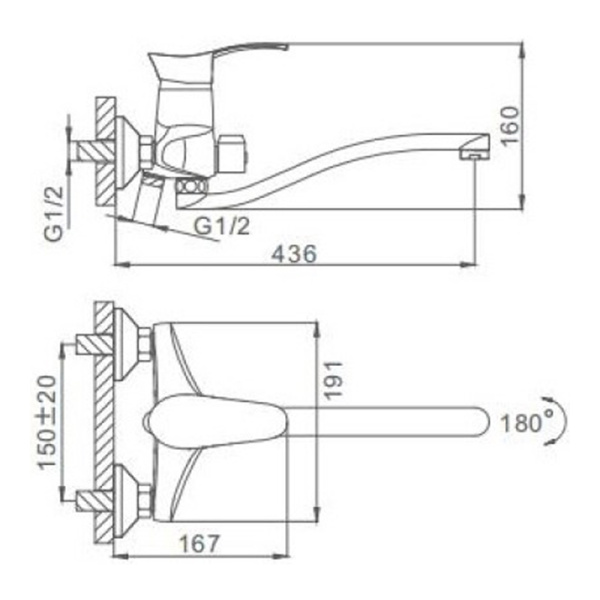 Смеситель для ванны Frap F2201 с длинным изливом хром