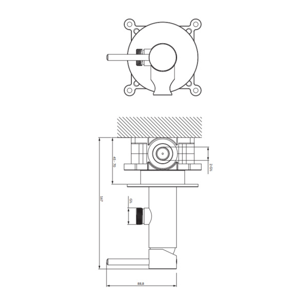 Душевая система для гигиенического душа скрытого монтажа Omnires Y BLACK SYSYBI2BL черная
