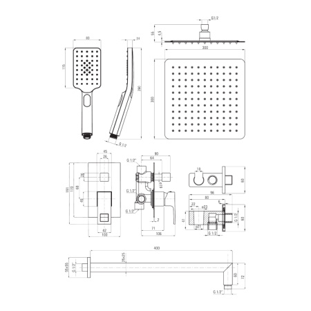 Душевая система скрытого монтажа Deante ANEMON NAC_N9MP черный