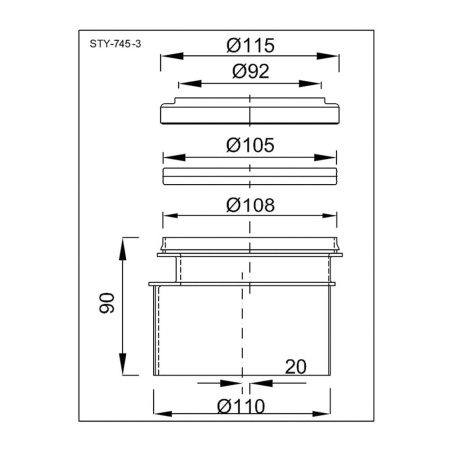 Редукция (переход) для инсталяции 90 х 110 мм  STYRON, арт. STY-745-3