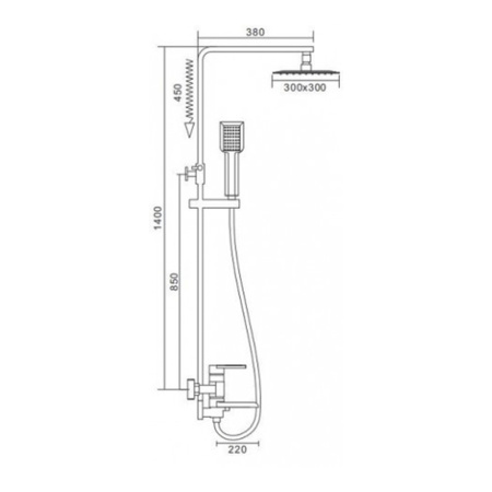 Душевая система с изливом Frap F2415-2 хром