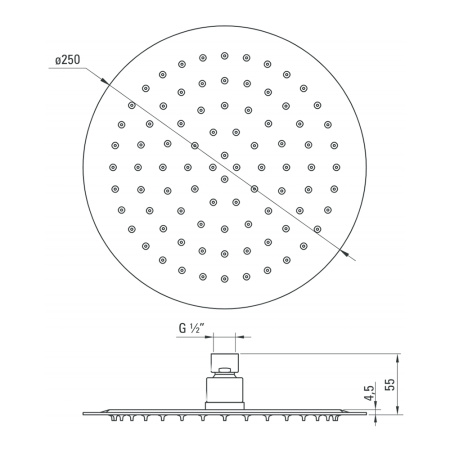 Верхний душ Deante Cascada NAC_000K круглый хром