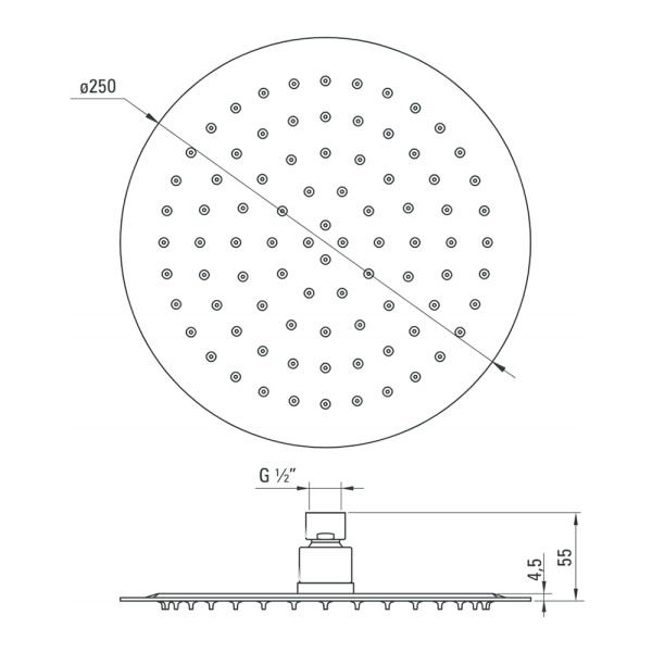 Верхний душ Deante Cascada NAC_000K круглый хром