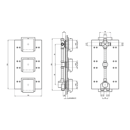 Термостатический смеситель скрытого монтажа для душа Deante MULTI SYSTEM NAC_09AT квадратный хром