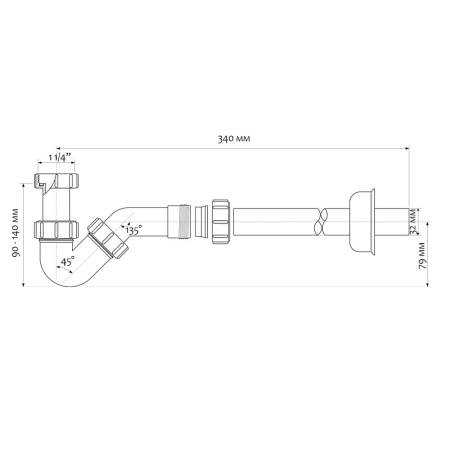 Сифон для биде трубный 1 1/4" х 32 мм McALPINE