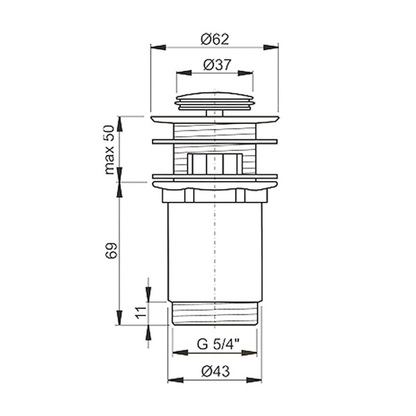 Донный клапан 1 1/4" CLICK/CLACK с маленькой пробкой (37 мм) Airfit