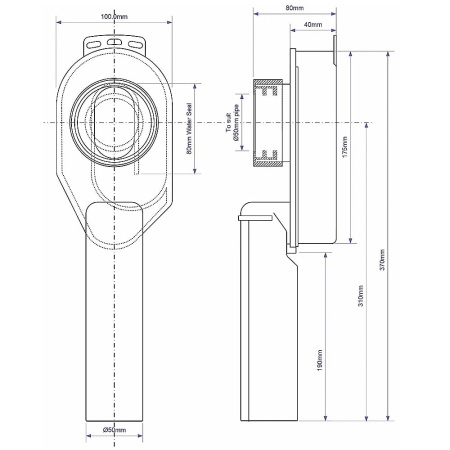 Сифон для писсуара вакуумный вертикальный McAlpine 2" x 50 мм (скрытого монтажа)