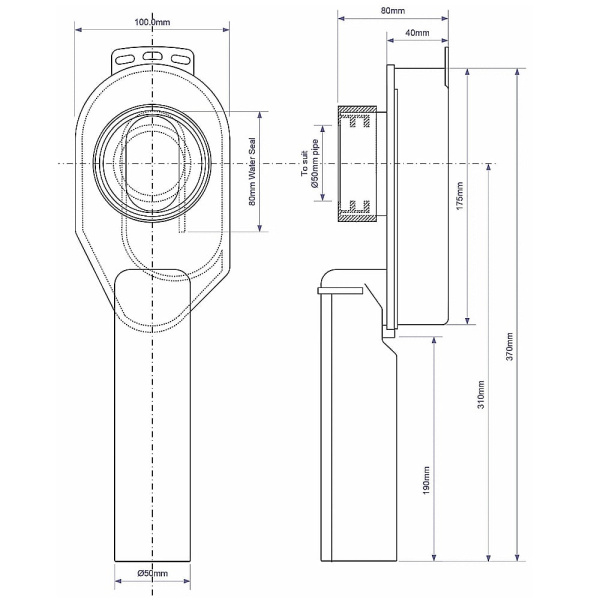 Сифон для писсуара вакуумный вертикальный McAlpine 2" x 50 мм (скрытого монтажа) Сифон для писсуара вакуумный вертикальный McAlpine 2" x 50 мм (скрытого монтажа)