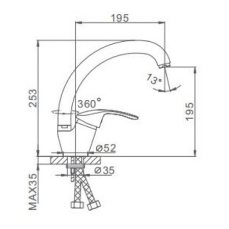 Смеситель для кухонной мойки Frap F4121 высокий хром