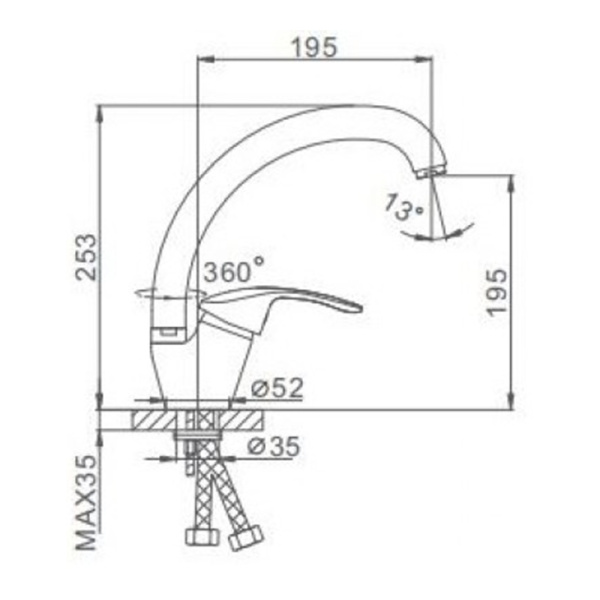 Смеситель для кухонной мойки Frap F4121 высокий хром