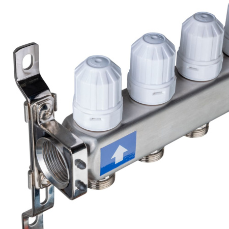 Коллекторный блок из нержавеющей стали на 12 выходов 1" x 3/4" (евроконус) Valtec Коллекторный блок из нержавеющей стали на 12 выходов 1" x 3/4" (евроконус) Valtec