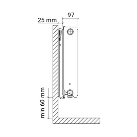 Радиатор стальной панельный RN Steel VENTIL COMPACT 300 х 800 тип 22
