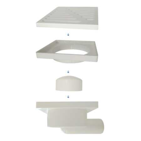 Трап для душа угловой c пластиковой решёткой 150х150 мм Good Work DN 50, белый