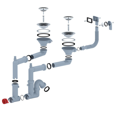 Сифон для мойки двойной 3 1/2" х 40 мм с переливом и отводом АНИ Пласт