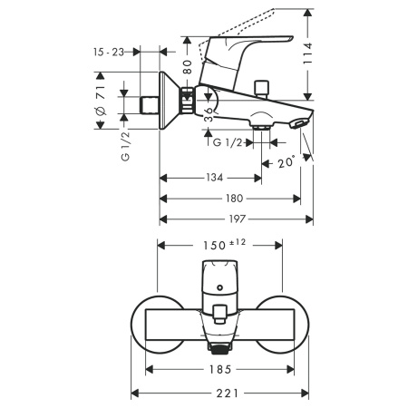 Смеситель для ванны Hansgrohe Focus 31940000