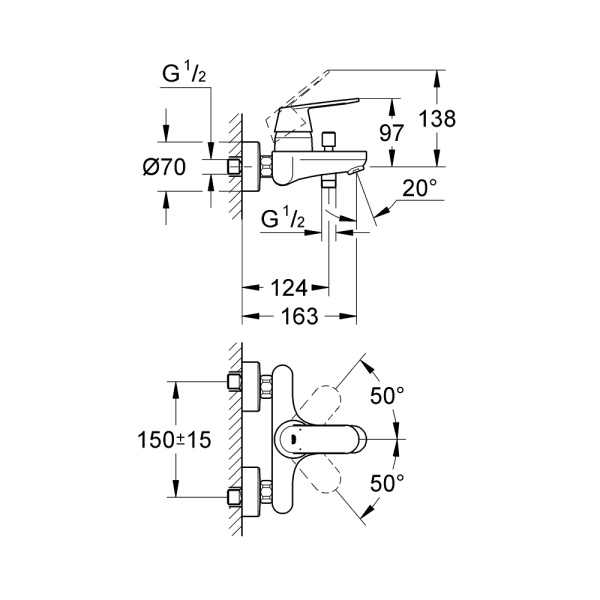 Смеситель для ванны Grohe Eurosmart Cosmopolitan 32831000