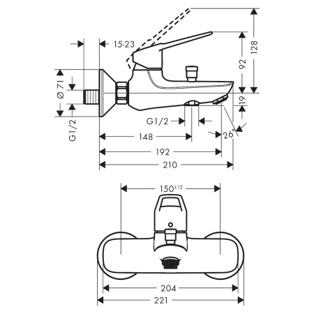 Смеситель для ванны Hansgrohe Novus Loop 71340000