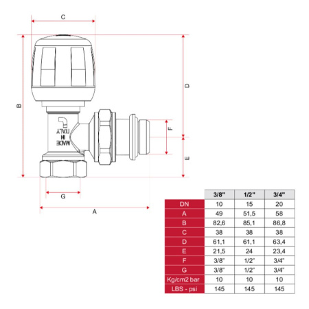 Вентиль радиаторный угловой с уплотнительным кольцом 1/2" Itap 394 S