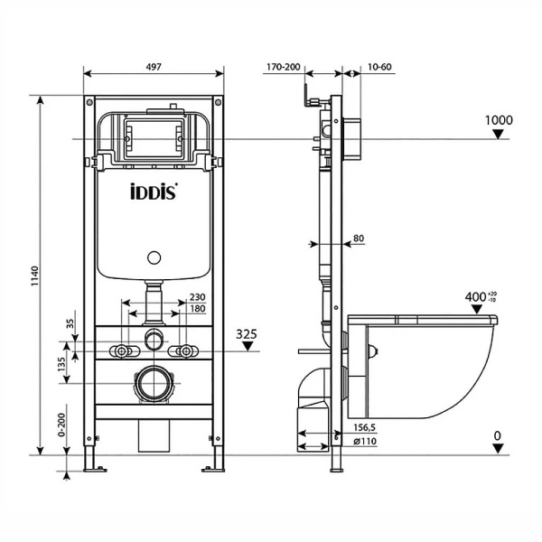 Инсталляция IDDIS Profix для подвесного унитаза 1140х497 мм Инсталляция IDDIS Profix для подвесного унитаза 1140х497 мм