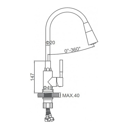 Смеситель для кухонной мойки Ledeme L74199-3 с гибким изливом белый