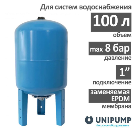 Гидроаккумулятор UNIPUMP ГВ 100 (БЭЗ) вертикальный