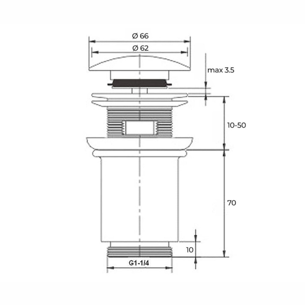 Донный клапан чёрный Kaiser автомат (CLICK-CLAK)
