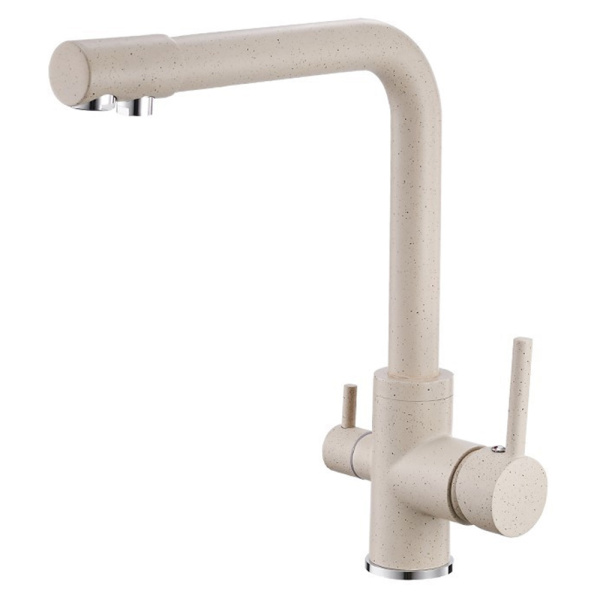Смеситель для кухонной мойки Ledeme L4055K-3 с выходом для питьевой воды светло бежевый