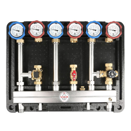 Распределительный коллектор в блочной теплоизоляции SMARTBOX для 3 насосных групп, 1"HP VIEIR