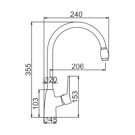 Смеситель для кухни Ledeme L4069B высокий черный